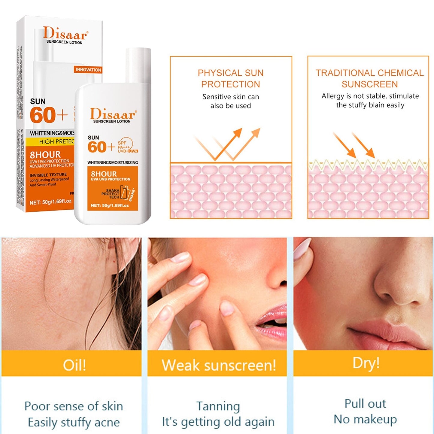Disaar Glowing and Moisturizing Sunscreen Lotion SPF 60