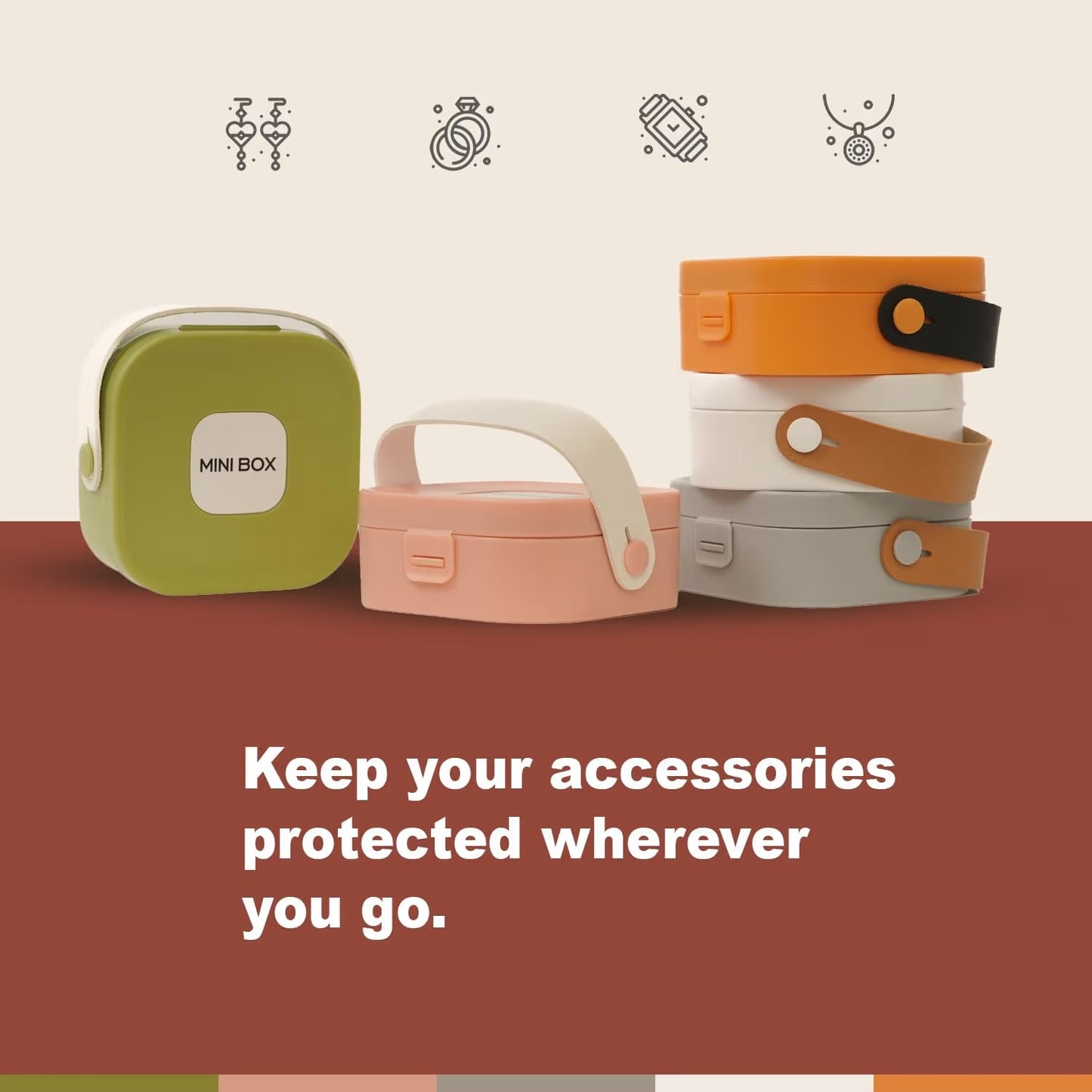 Portable Leather Travel Jewelry Organizer – Zipper Case with Mirror for Rings, Earrings & Necklaces