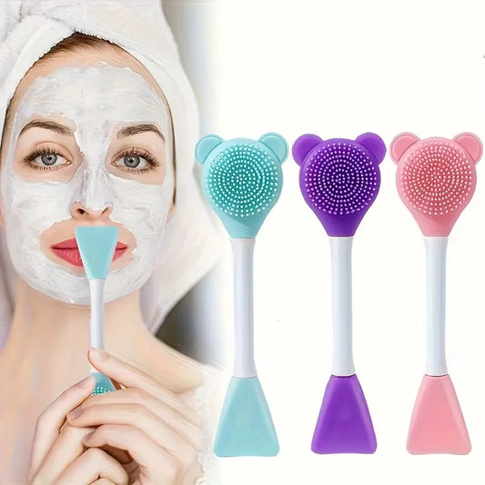 Bear-Shaped 2-in-1 Facial Cleansing Brush & Mask Applicator