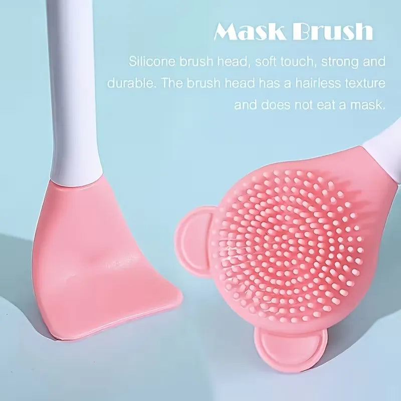 Bear-Shaped 2-in-1 Facial Cleansing Brush & Mask Applicator