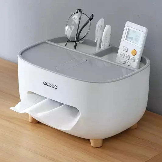 Ecoco Multi-Functional Desk Storage Box Remote Control Case Cosmetic Organizer Holder Suction Paper Tissue Box
