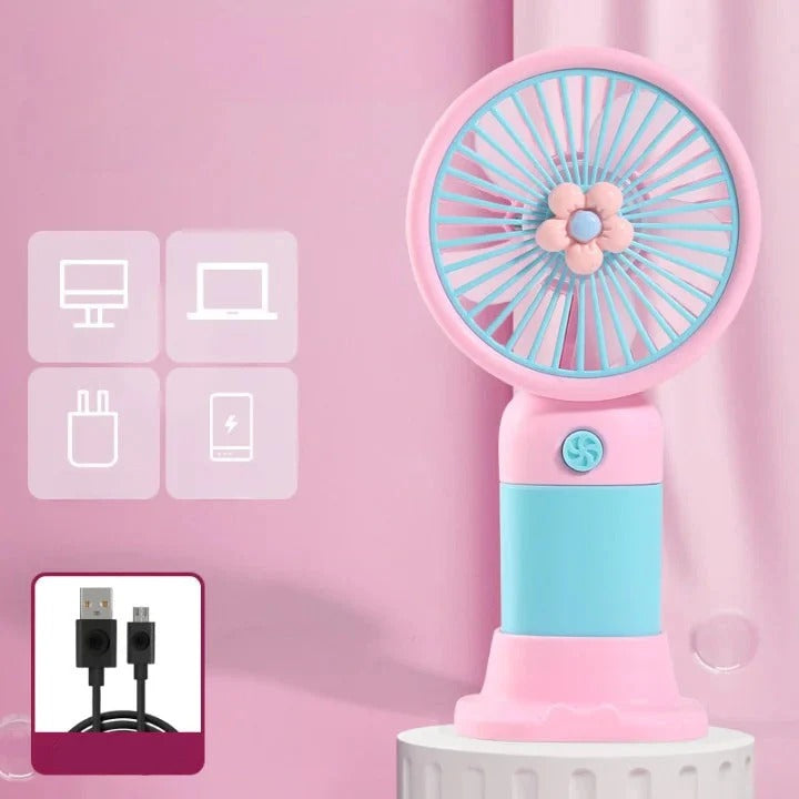 Mini Flower Handheld Fan for Kids