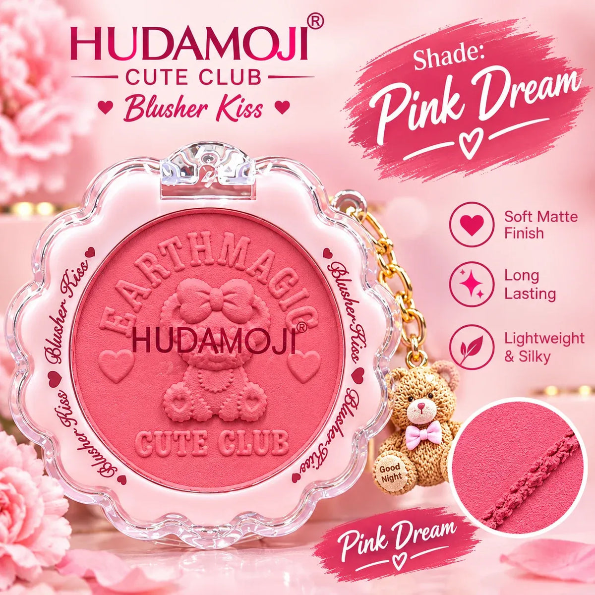 huda moji matte blusher pink dream