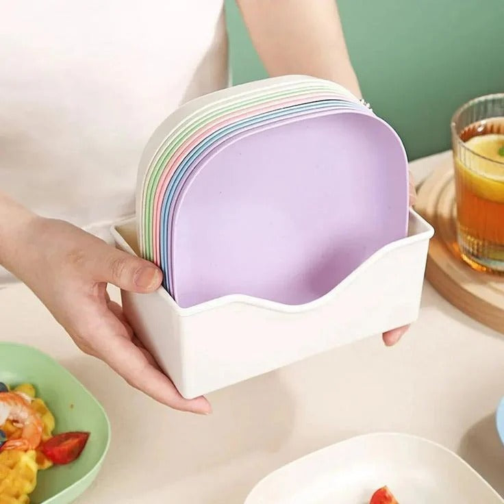 Kids Plate Set | 11-Piece Colorful Snack & Breakfast Plates with Stand