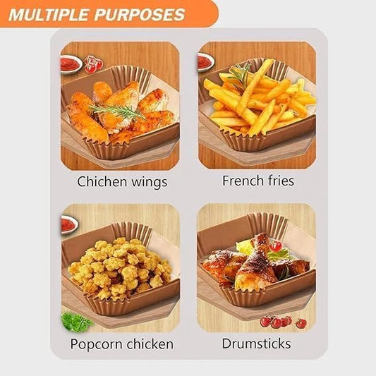 50Pcs Disposable Air Fryer Baking Paper Liners – Non-Stick, Oil-Proof & Easy Cleanup