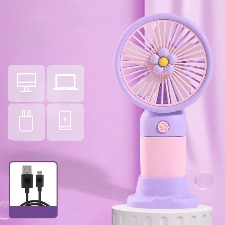 Mini Flower Handheld Fan for Kids