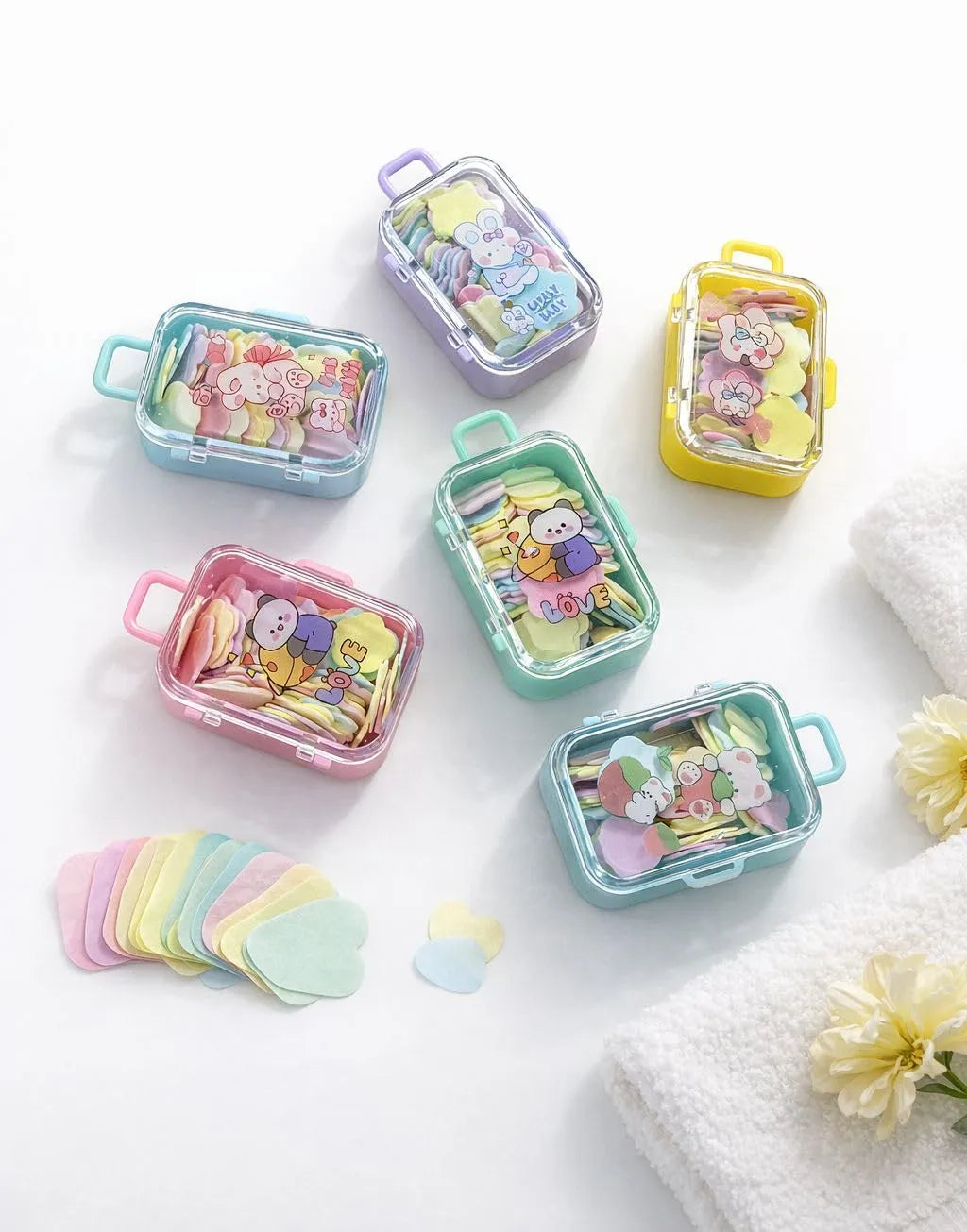 Mini Travel Paper Soap Sheets for Hand Wash | Portable Suitcase Soap Box with Flower Soap Flakes