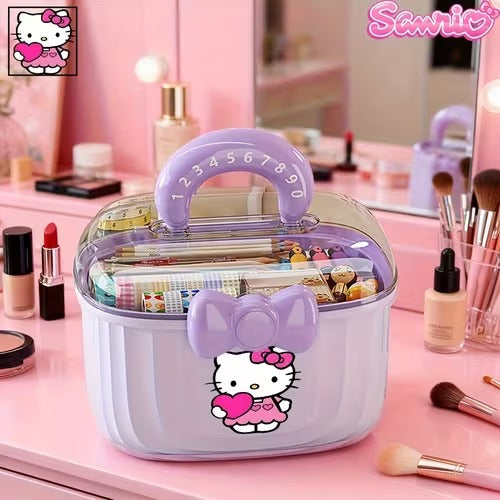 Portable Storage Box with a Detachable Tray, Cute Double-layer Hair Accessory Storage Box
