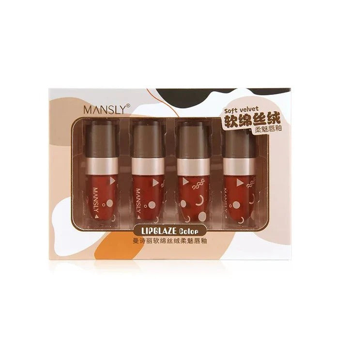 Mansly 4Pc Set Velvet Air Lip Gloss Lip Mud Lip Glaze
