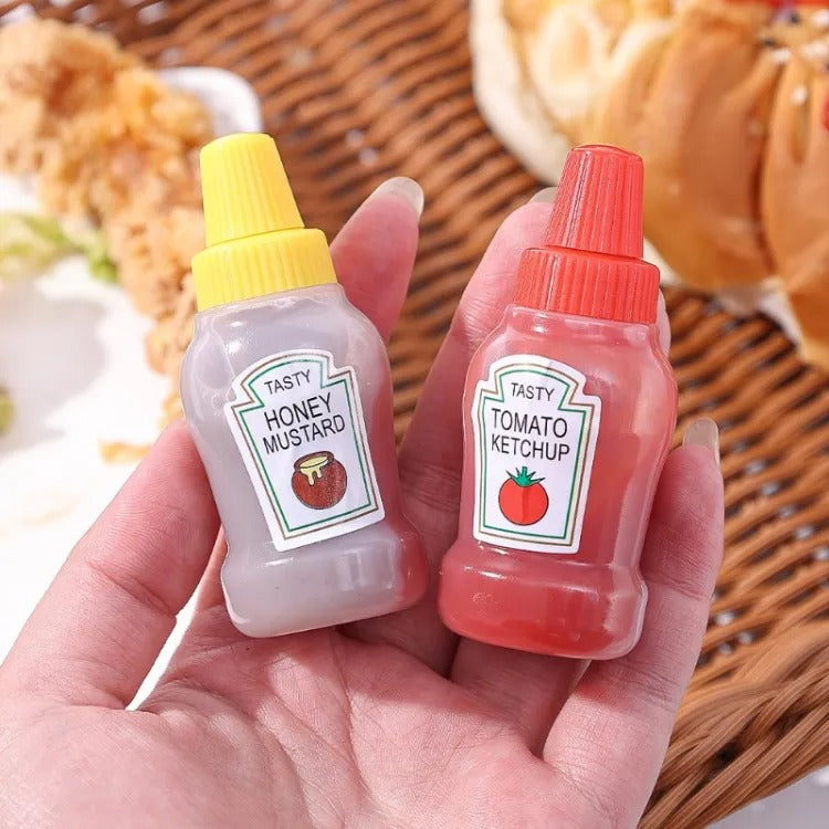2-Pc Mini Squeeze Bottles Set – Refillable Sauce Bottles for Lunch Box, Ketchup & Dressings