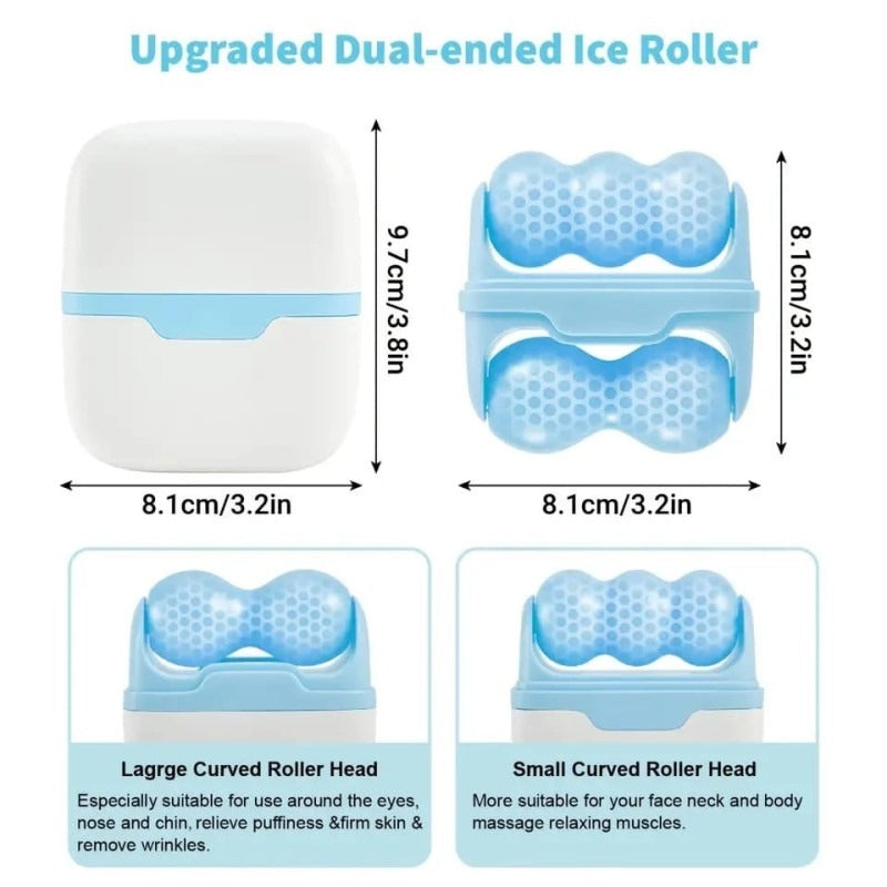 2-in-1 Facial Ice Roller & Body Massager – Double Head for Face, Eyes & Neck
