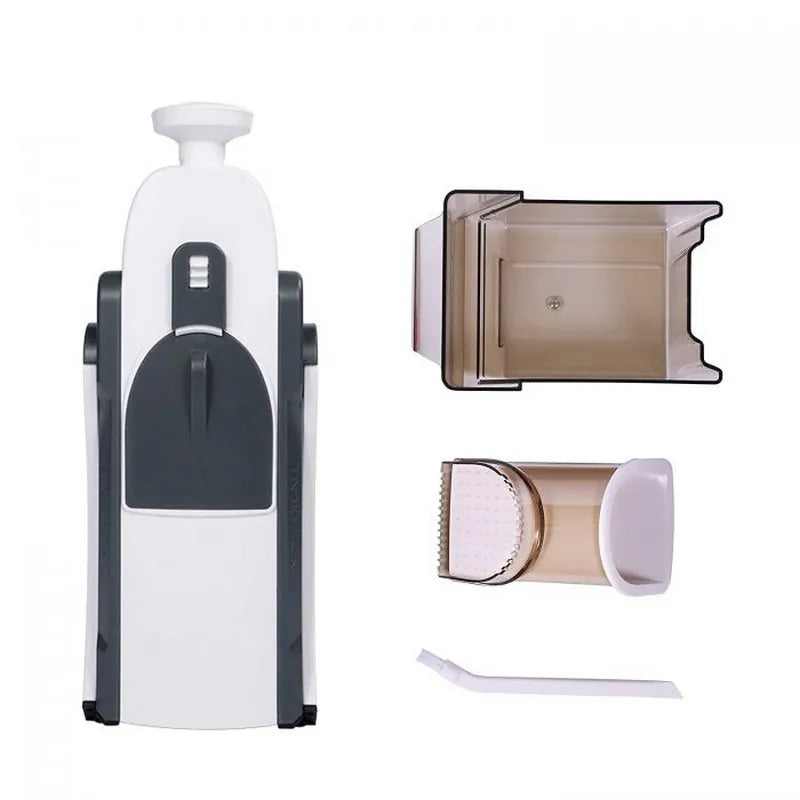 Hair clipper set with base unit and attachments on a white background