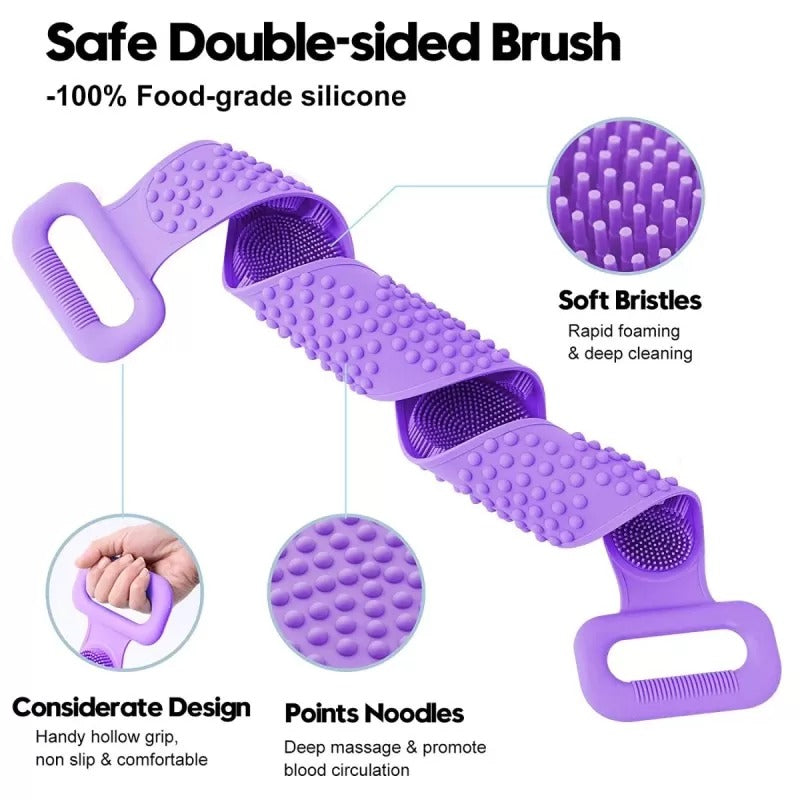 Silicone Bath Belt Body Scrubber – Double-Sided Back Scrubber & Shower Brush