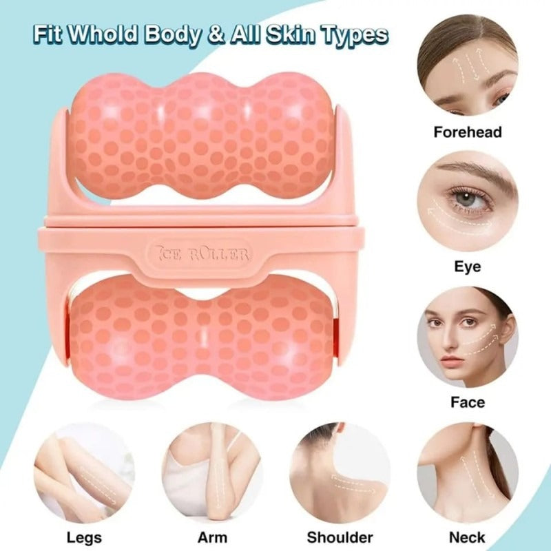 2-in-1 Facial Ice Roller & Body Massager – Double Head for Face, Eyes & Neck