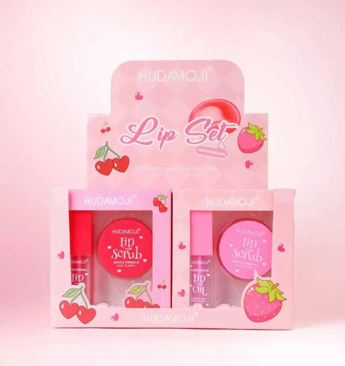 Hudamoji Lip Gloss & Lip Scrub Set – Nourishing Lip Care Duo for Soft, Glossy Lips