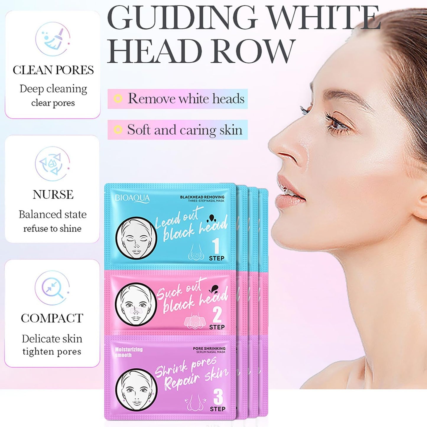 BIOAQUA Blackhead 3-Step Nasal Mask Pore Shrinking Nose Patches (7g+7g+7g)