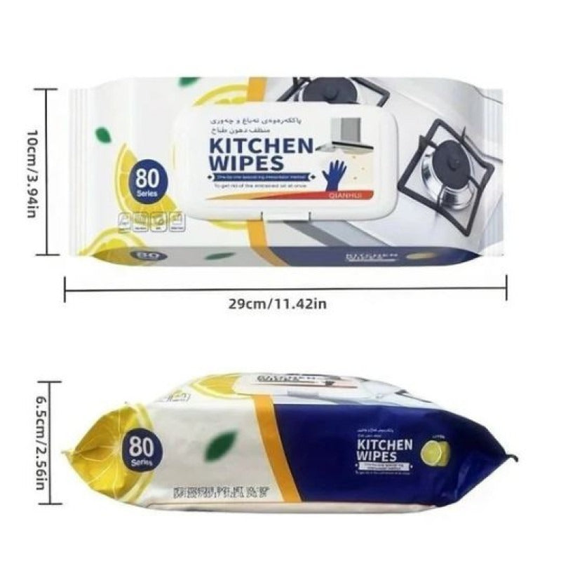 Kitchen Cleaning Wipes – 80 Pcs Oil & Grease Stain Removal Disposable Wipes