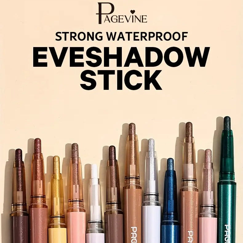 Collection of Pagevine eyeshadow sticks on a beige background