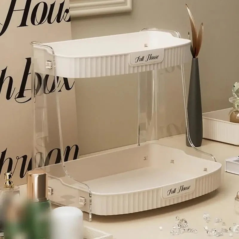 Desktop Double Layer Cosmetic Organizer Shelf Storage Rack Holder