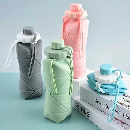 UltraSlim Silicone Foldable Water Bottle – 600ml Portable Collapsible Travel Bottle
