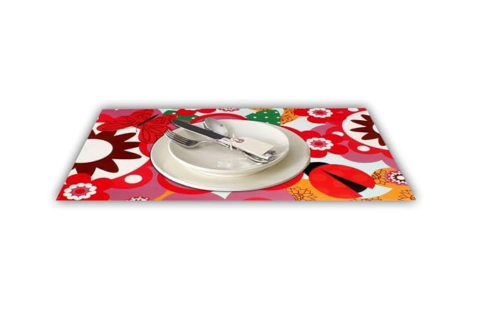 Printed PVC Waterproof, Oil Proof, Easy to Clean Placemats Table Mats for Dining Set of 6