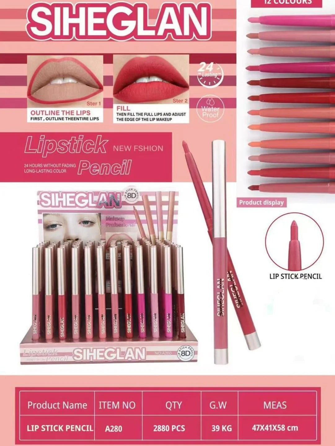 Siheglan Lipstick Pencil | Long-Lasting Creamy Lip Color & Liner