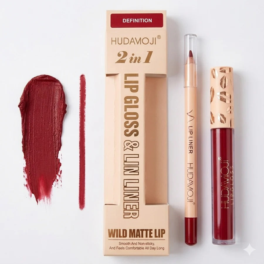 huda moji 2in1 lip gloss and liner