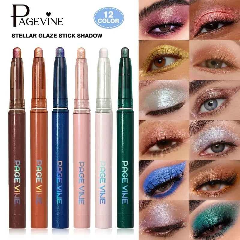 Pagevine Stellar Glaze Stick Shadow with color swatches on eyes