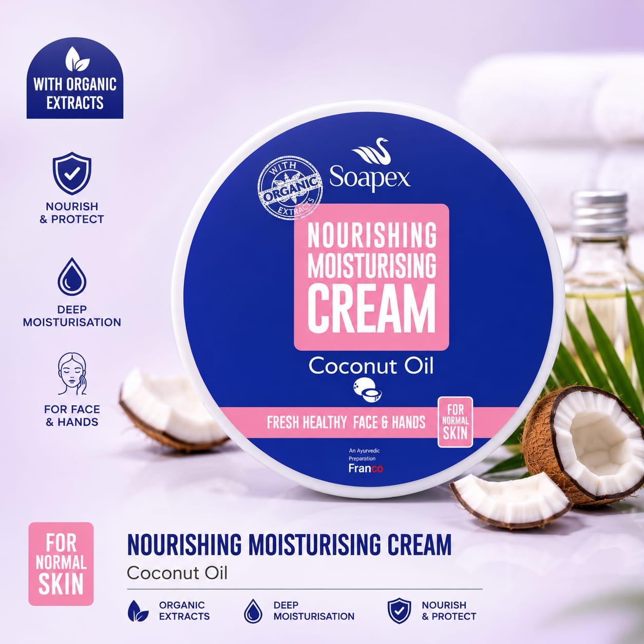 Soapex Nourishing Moisturizing Cream Coconut Oil 220ml