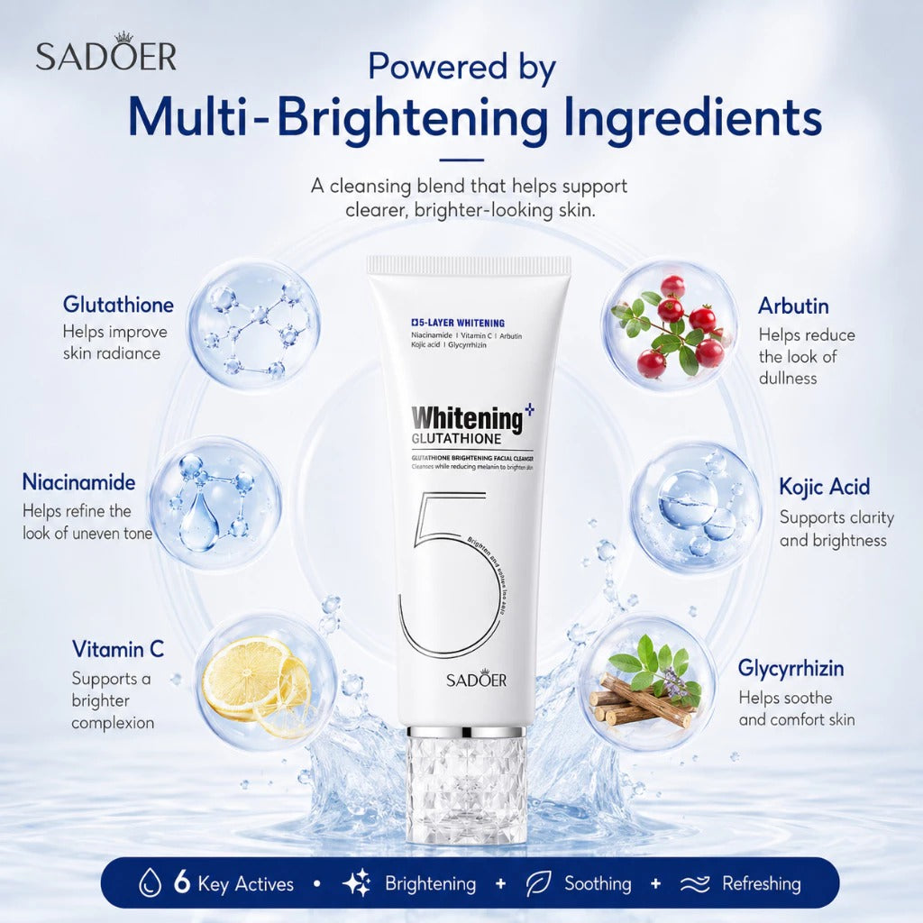 Sadoer Glutathione Whitening Cleanser | Niacinamide & Vitamin C Arbutin Korean Skincare