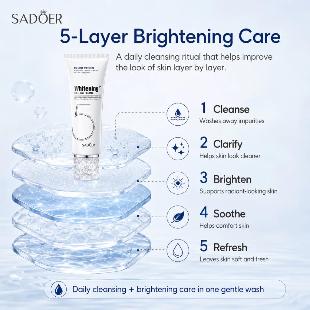 Sadoer Glutathione Whitening Cleanser | Niacinamide & Vitamin C Arbutin Korean Skincare