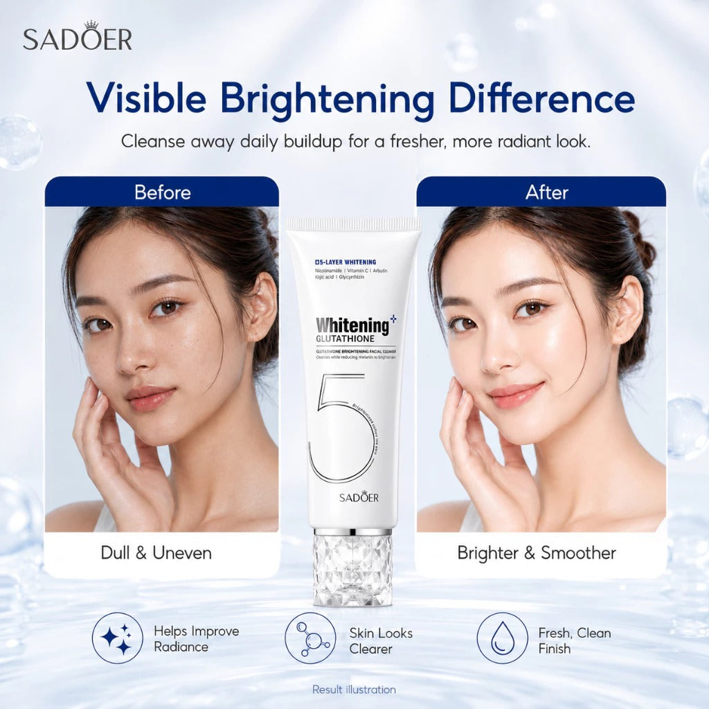 Sadoer Glutathione Whitening Cleanser | Niacinamide & Vitamin C Arbutin Korean Skincare