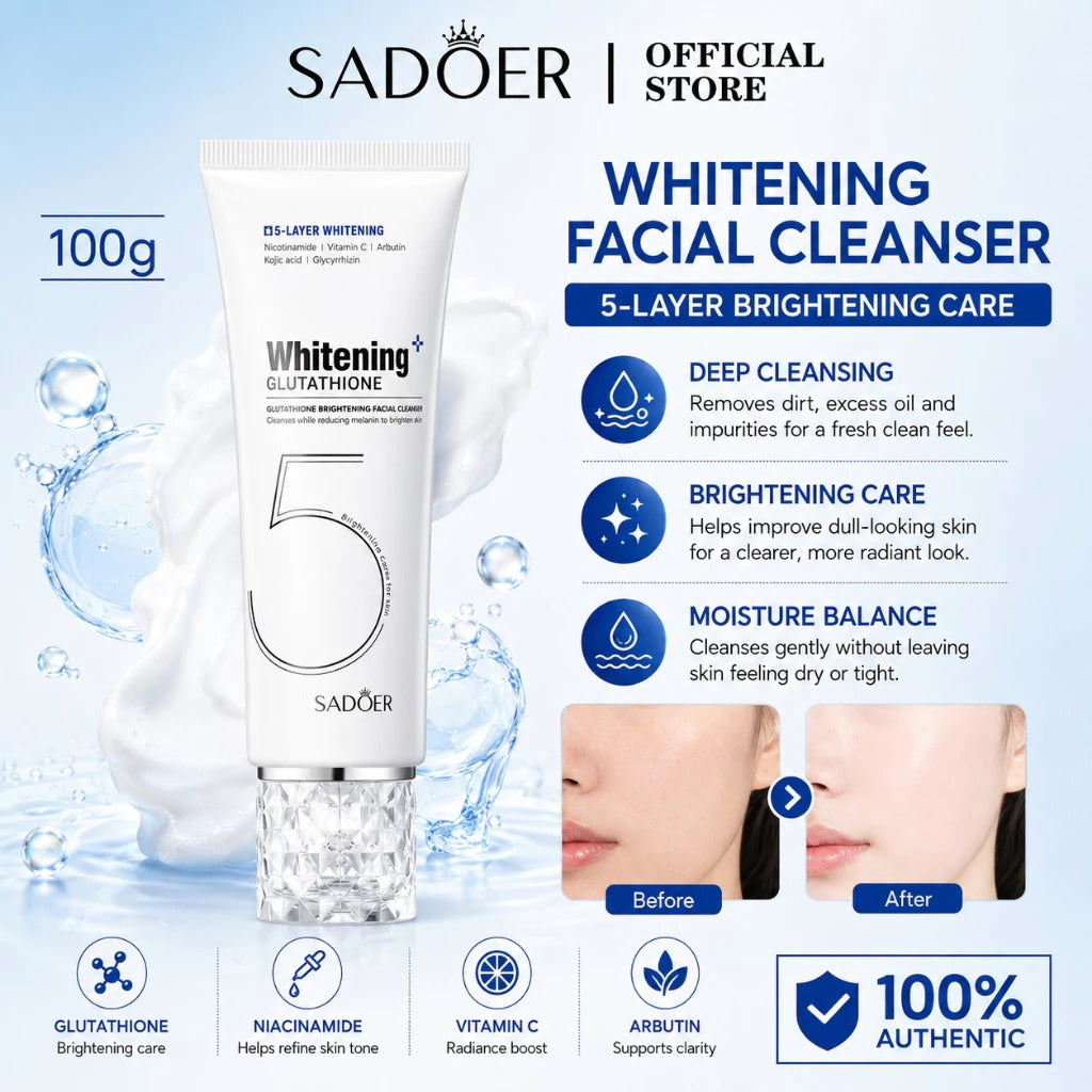 Sadoer Glutathione Whitening Cleanser | Niacinamide & Vitamin C Arbutin Korean Skincare