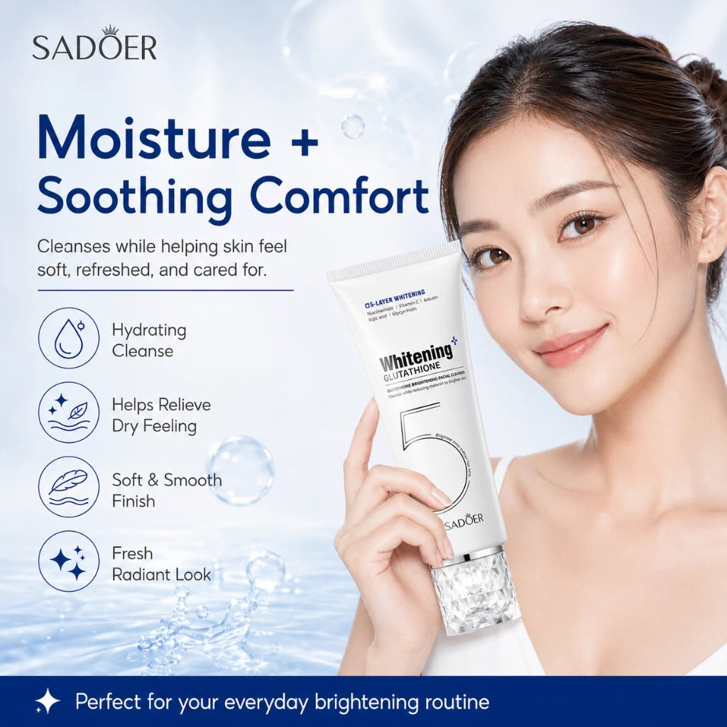 Sadoer Glutathione Whitening Cleanser | Niacinamide & Vitamin C Arbutin Korean Skincare