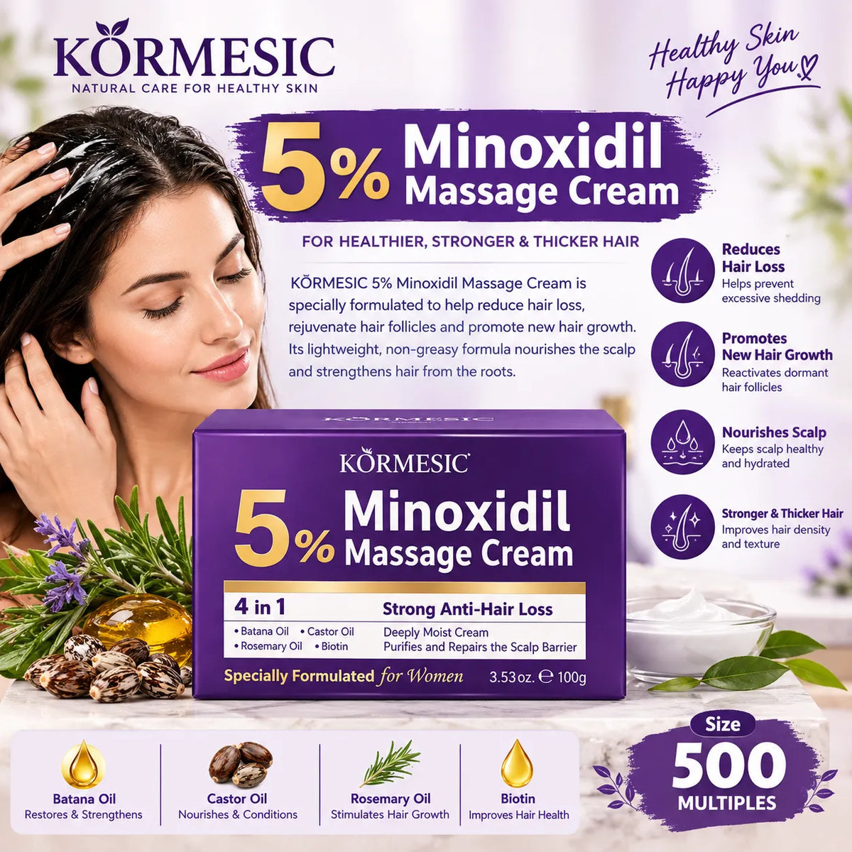 Kormesic 5% Minoxidil 4-in-1 Hair Massage Cream