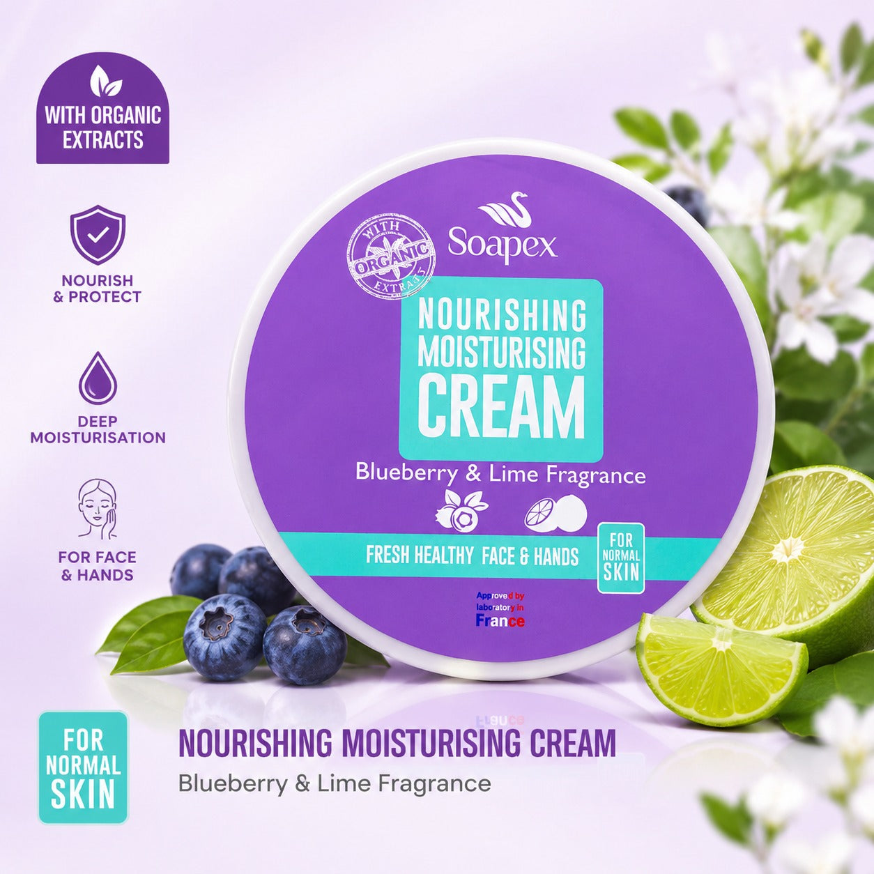Soapex Blueberry & Lime Nourishing Moisturising Cream 220ml