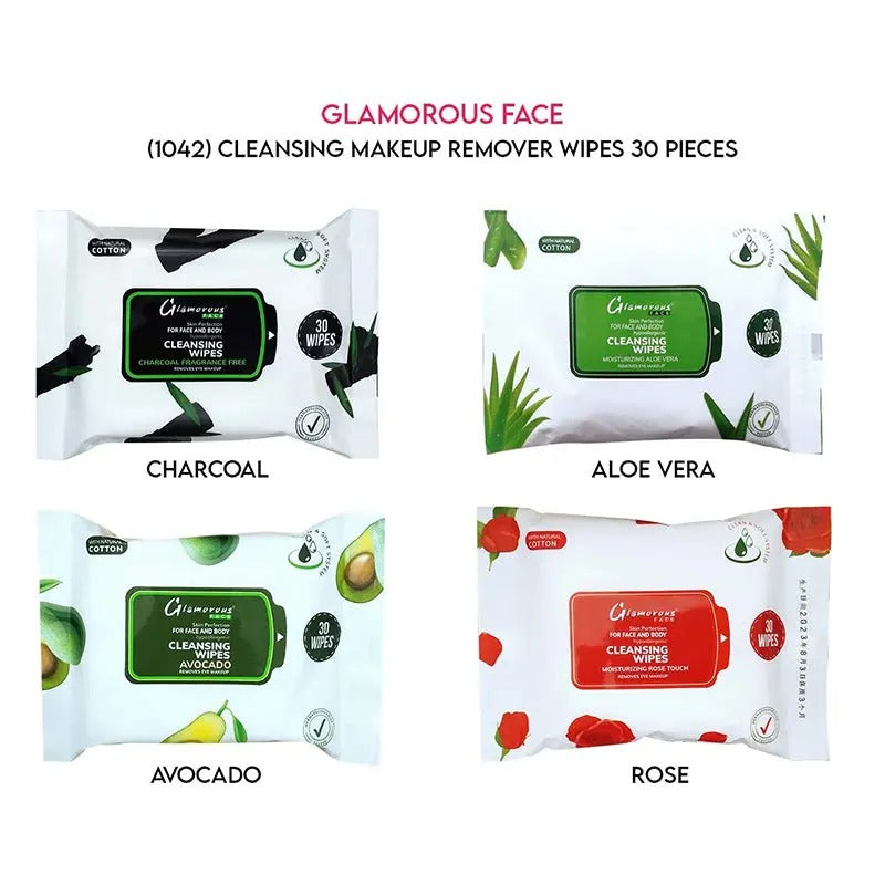 Glamorous Face Cleansing Makeup Remover Wipes Large 30 Pieces
