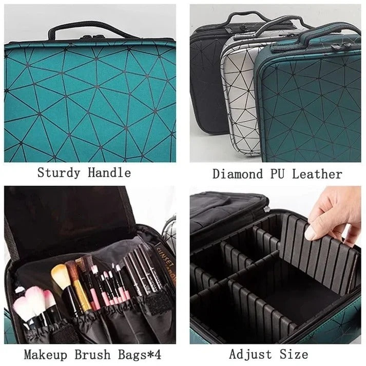 Portable Square Partition Makeup Bag Organizer – Multifunctional Travel Cosmetic Storage Box