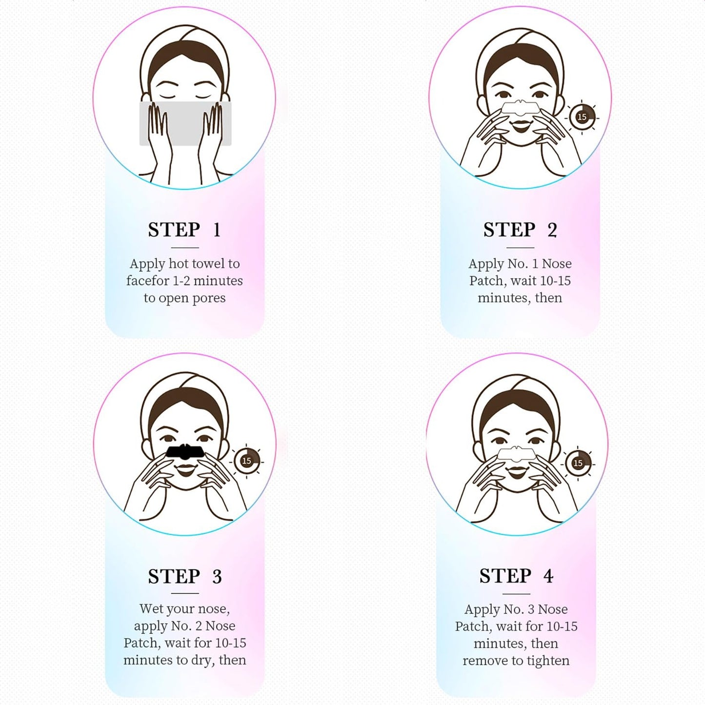 BIOAQUA Blackhead 3-Step Nasal Mask Pore Shrinking Nose Patches (7g+7g+7g)