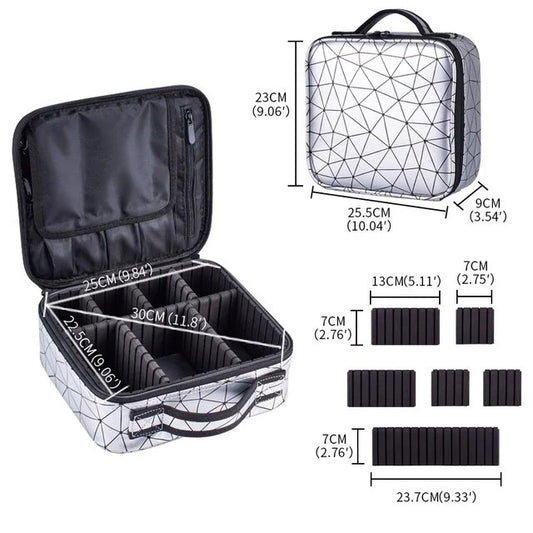Portable Square Partition Makeup Bag Organizer – Multifunctional Travel Cosmetic Storage Box