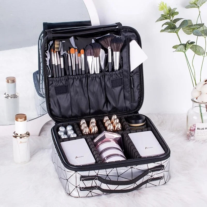 Portable Square Partition Makeup Bag Organizer – Multifunctional Travel Cosmetic Storage Box