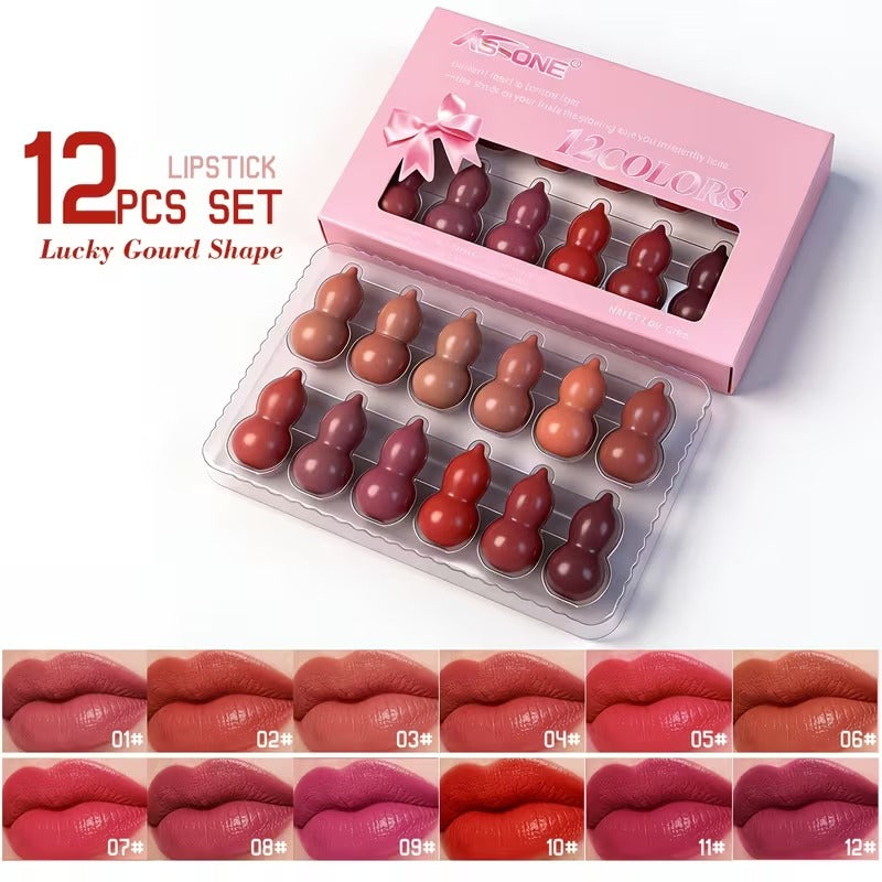 KS ONE 12pcs Capsule Lipstick, Long Lasting Velvet Matte Lipstick, Easy to Apply & Carry