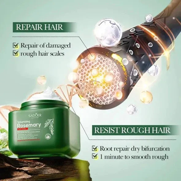 Green hair care product jar with hairbrush and text on a light green background