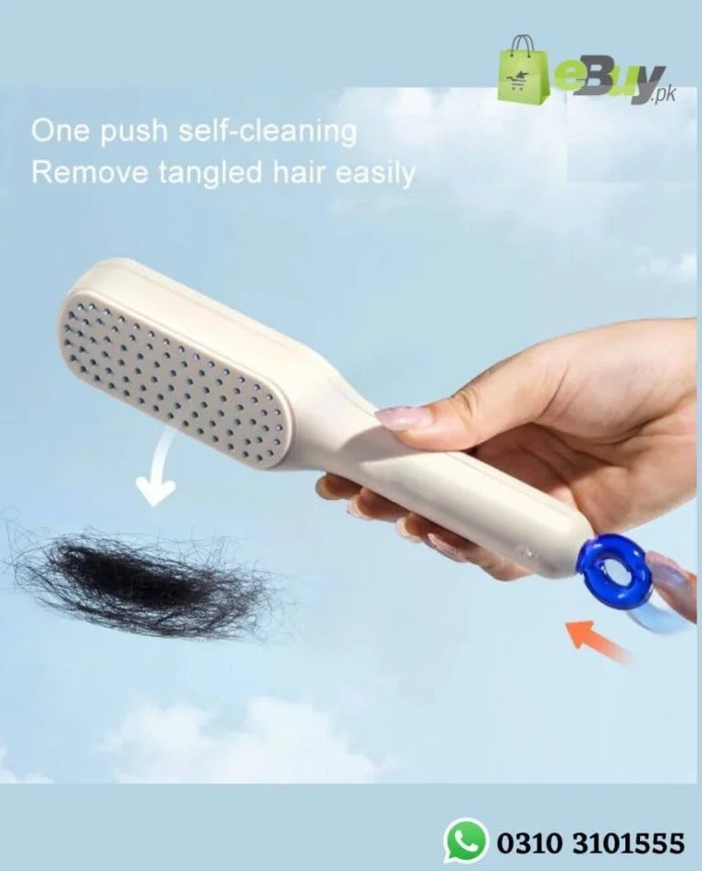 Self-Cleaning Hair Brush – Retractable Anti-Static Magic Detangling Brush