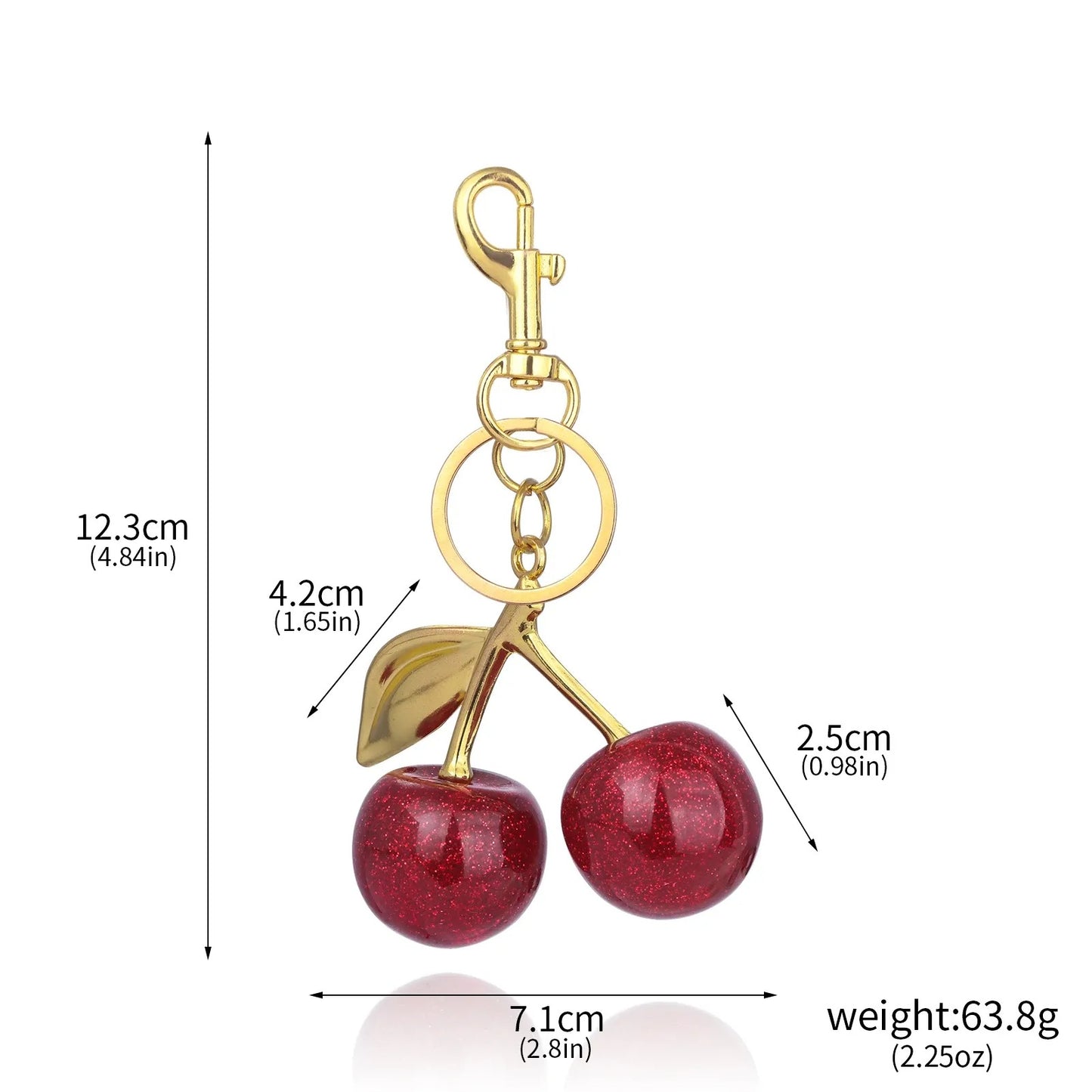 Cherry Blossom Keychain, Elegant Cherry Keychain, Fashion Cherry Bag Accessory, Glitter Cherry Charm Keychain For Handbags