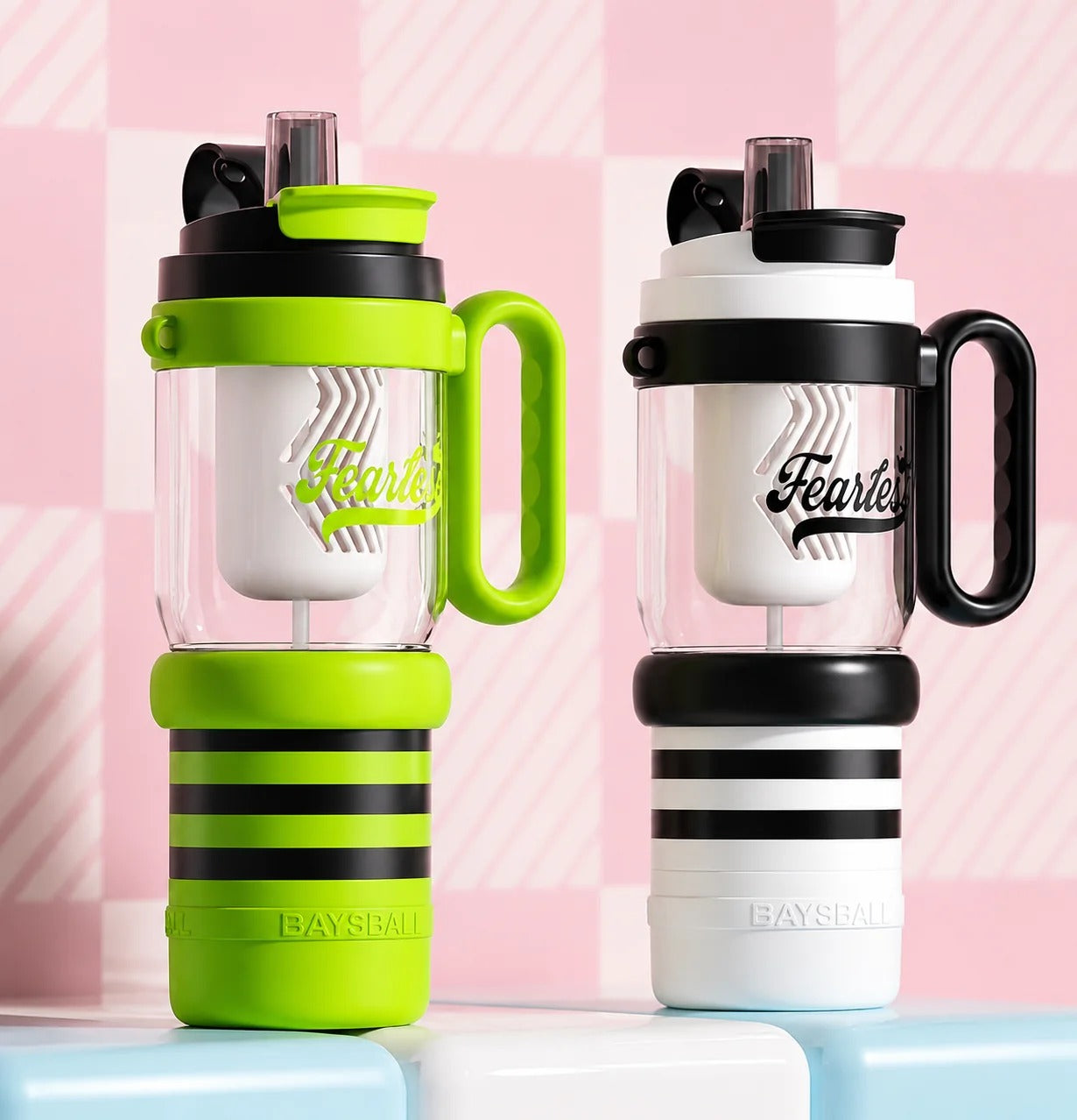 Fearless Sports Tumbler – Leakproof Straw Water Bottle with Foldable Handle for Outdoor & Gym