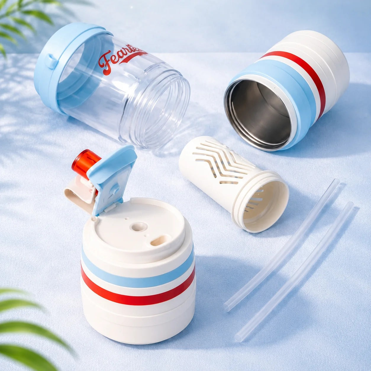 Fearless Sports Tumbler – Leakproof Straw Water Bottle with Foldable Handle for Outdoor & Gym