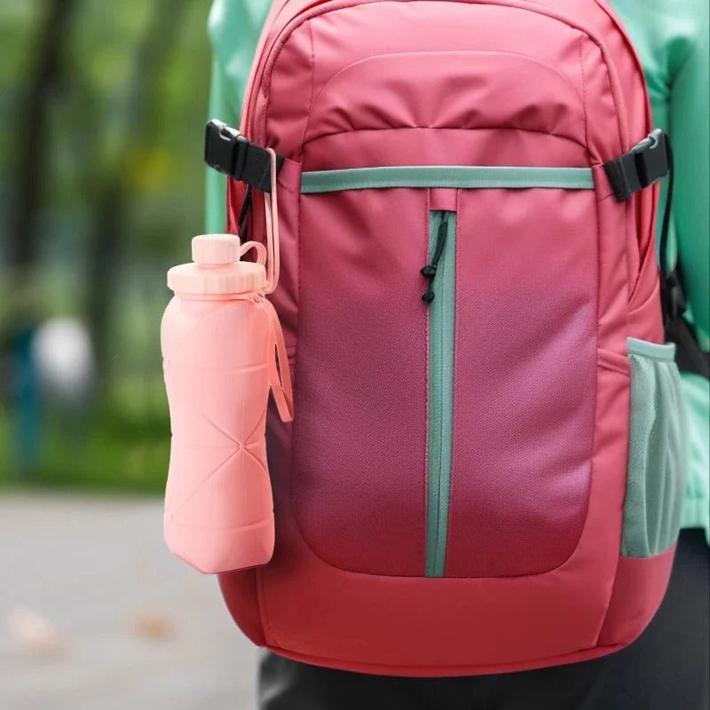 UltraSlim Silicone Foldable Water Bottle – 600ml Portable Collapsible Travel Bottle