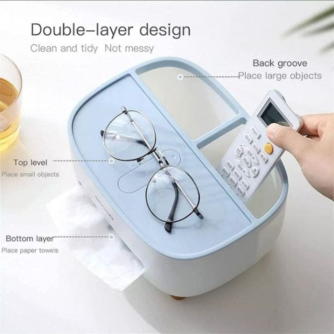 Ecoco Multi-Functional Desk Storage Box Remote Control Case Cosmetic Organizer Holder Suction Paper Tissue Box