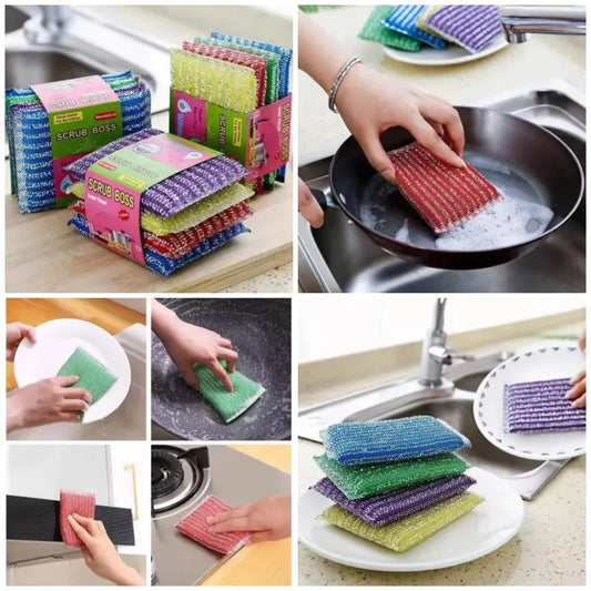 4Pcs Colourful Cleaning Sponge – Multi-Purpose Dishwashing Sponges for Plates, Glasses & Kitchen Use